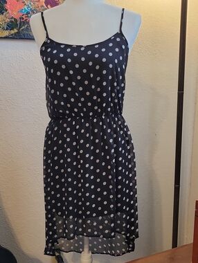 Almost Famous Black Mini Dress with White Polka Dots